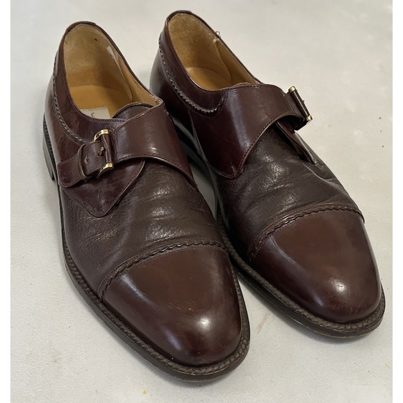 Mezlan Strap Leather Dress Shoes Men's‎ Size 8 Made in Spain Chocolate Brown